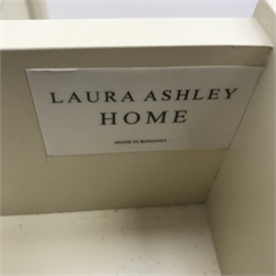 Laura Ashley cream finish chest, two short and three long drawers, turned supports, W91cm, H88cm, D48cm