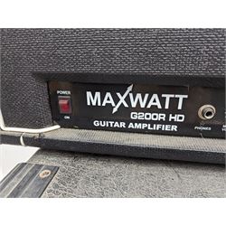 Hiwatt Maxwatt G200R HD guitar transistor amplifier, serial no 07026450, together with a large speaker, speaker H70cm, W66cm
