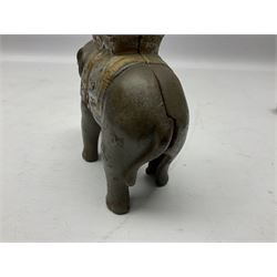 Two early 20th century cast-iron mechanical money banks - 'Rabbit on Cabbage' by Kilgore Manufacturing Company c1921 L11cm; and 'Elephant Swings Trunk' by A C Williams & Co patented 27th June 1905 L12.5cm (2)