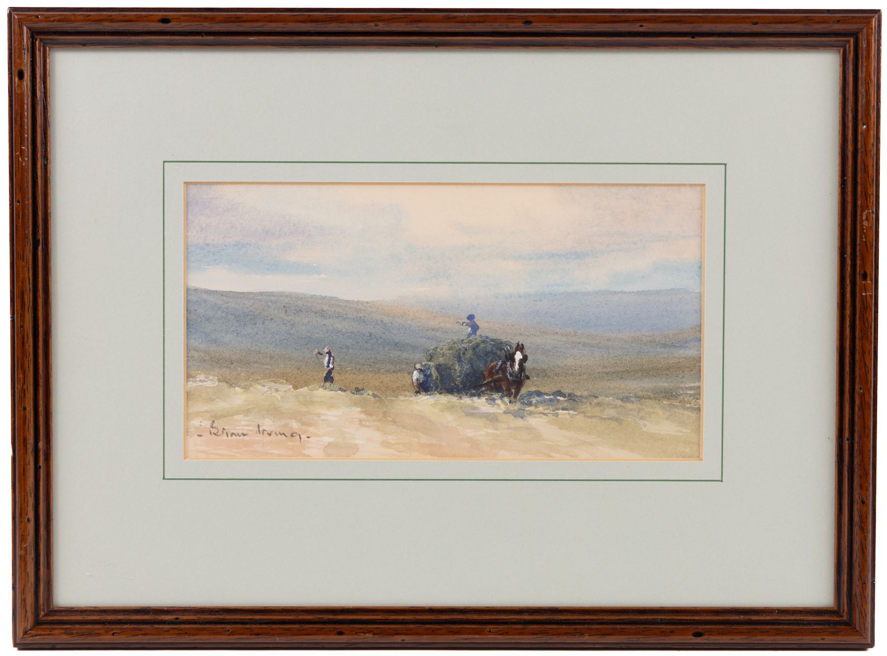 Brian Irving (British 1931-2013): Horse Carrying Hay over the Dales, watercolour heightened with white signed 10.5cm x 19.5cm 