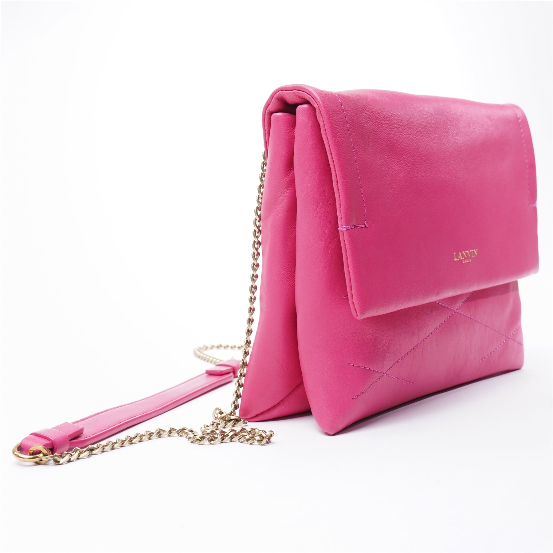 Lanvin - ‘Sugar’ Mini Bag, introduced circa 2014 under Alber Elbaz, in fuchsia quilted lambskin, with gold-tone chain and leather shoulder strap and hardware, unused with original dust bag