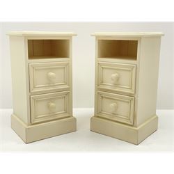Pair cream painted bedsides, each fitted with two drawers