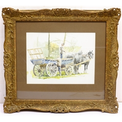 Roy Peter Reynolds (British 1929-): 'The Haycart', watercolour signed, titled verso 25cm x 33cm
Provenance: with James Starkey Galleries, Beverley, East Yorkshire - Reynolds Exhibition April 1975 