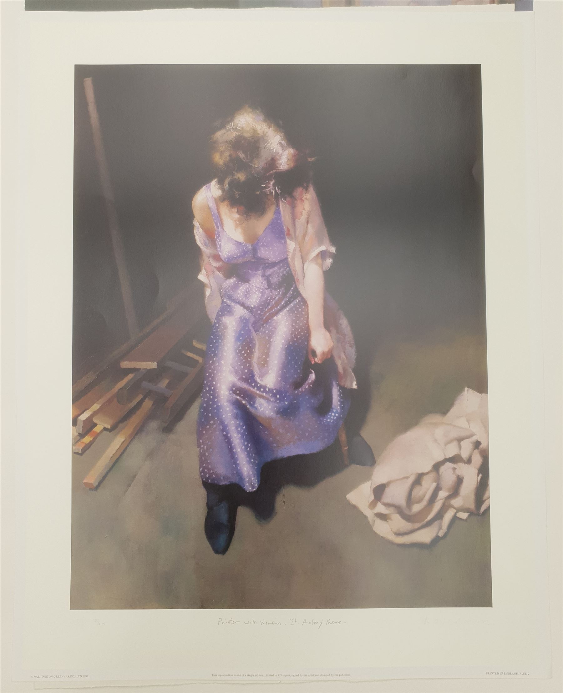 Robert Oscar Lenkiewicz (British 1941-2002): 'Painter with Esther - Aristotle/Phylis Theme - Project 18', limited edition colour print signed titled and numbered 182/275 in pencil 74cm x 61cm with full margins (unframed)