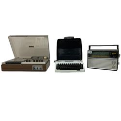 AIWA stereo cassette deck 1800, UEGA VEF 206 radio and a brother 100 type writer - all untested 