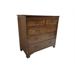 George III mahogany chest, fitted with two short over three long graduating drawers with cock-beaded facias, on bracket feet