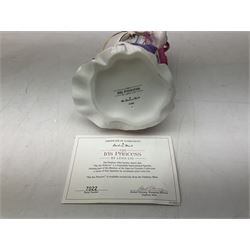 Five Danbury Mint Princess figures by Lena Liu, comprising Harp Princess, Plum Blossom Princess, Chrysanthemum Princess, Rose Princess and Iris Princess, one with certificate, all with marks beneath