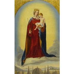  Attrib. Franz Ittenbach (German 1813-1879): Madonna and Child, oil on canvas unsigned, old titled and attribution label verso 53cm x 33cm (unframed)  
