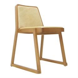 TrabÀ - Italian beech framed Roxanne chair, ochre leatherette seat, shaped beech frame