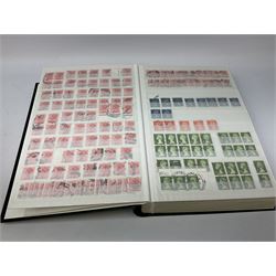 Quantity of Great British and World stamps, including Queen Elizabeth II mint decimal stamps, face value of usable postage approximately 264 GBP, used stamps in envelopes, first day covers, various Thailand stamps in albums, various reference books / catalogues etc, in two boxes