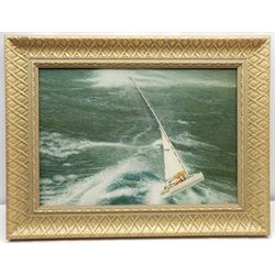 Contemporary School: Yacht in High Seas, oil on canvas indistinctly signed 39cm x 56cm