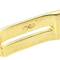 Jaguar gentleman's 18ct gold automatic chronograph wristwatch, white dial with mother of pearl subsidiary seconds dials, day-date aperture and baton hour markers, on 18ct gold bracelet, Swiss hallmarks