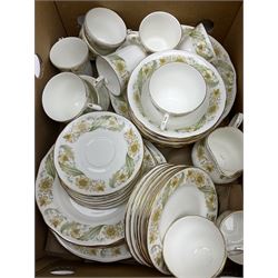 Tea and dinner wares, including Duchess greensleeves design, approximately 56 pieces, crown china imperial design, approximately 20 pieces and colclough pattern number 8378 approximately 20 pieces, two boxes.