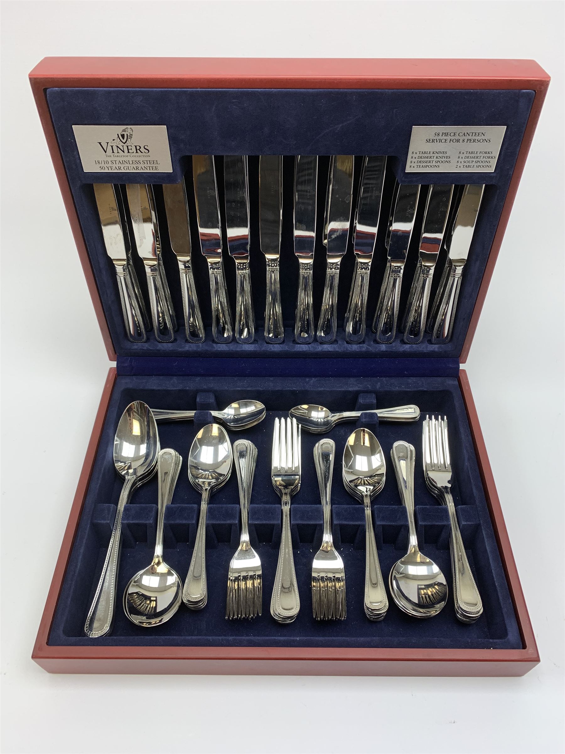 A canteen of Viners Stainless Steel cutlery for twelve place settings. 