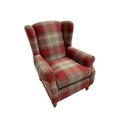 Next Home - wingback armchair, upholstered in checkered fabric 