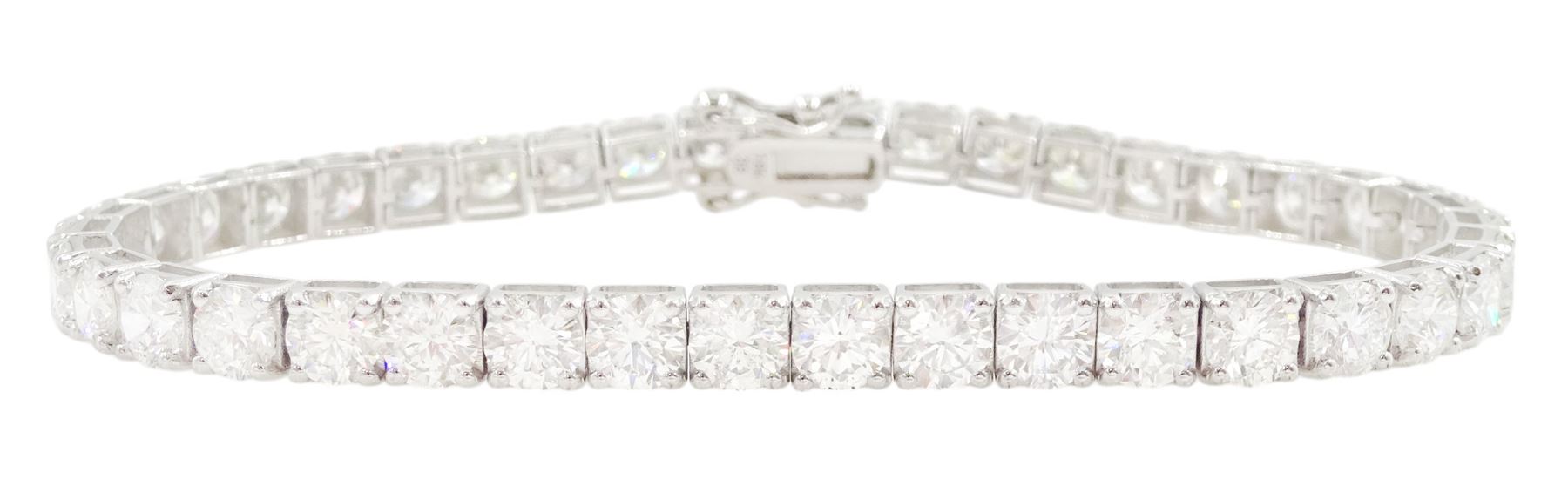 18ct white gold round brilliant cut diamond bracelet, stamped, total diamond weight 12.20 carat, with World Gemological Institute report 