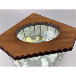 Swarovski Crystal Masquerade trilogy; 1999 Masquerade Pierrot, 2000 Columbine, 2001 Harlequin all with accompanying plaque, stand and original box, together with a glass display case with mirrored back and sides 