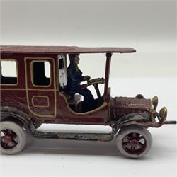 Ernst Plank van, circa 1912, maroon body with gilt detail, hinged roof and driver, H4cm, L7cm