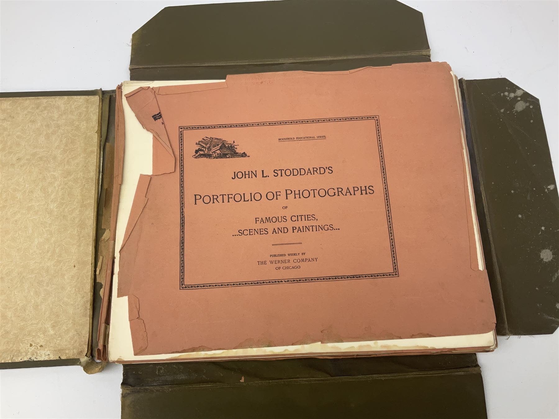 Queen Alexandra's Christmas Gift Book: Photographs From My Camera, Daily Telegraph, 1908, with silver mounted cover, the pierced frame modelled as flowers of The Union, hallmarked London 1908, no visible makers mark, Famous Water-colour painters I.-Frank Brangwyn, R.A., and II. W. Russell Flint, A.R.A., The Studio Limited, 1928, each with colour plates, John L Stoddard's Portfolio of Photographs of Famous Cities Scenes and Paintings, The Werner Company, etc., in one box 