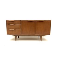 Mid 20th century A.H.McIntosh teak sideboard, two cupboard doors alongside three graduating drawers all enclosing fitted interior, stile supports