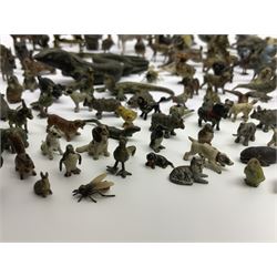Collection of miniature cold painted bronze and similar animals, to include birds, sheep, horses etc 