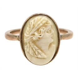  Early 20th century 9ct rose gold (tested) ivory cameo ring  
