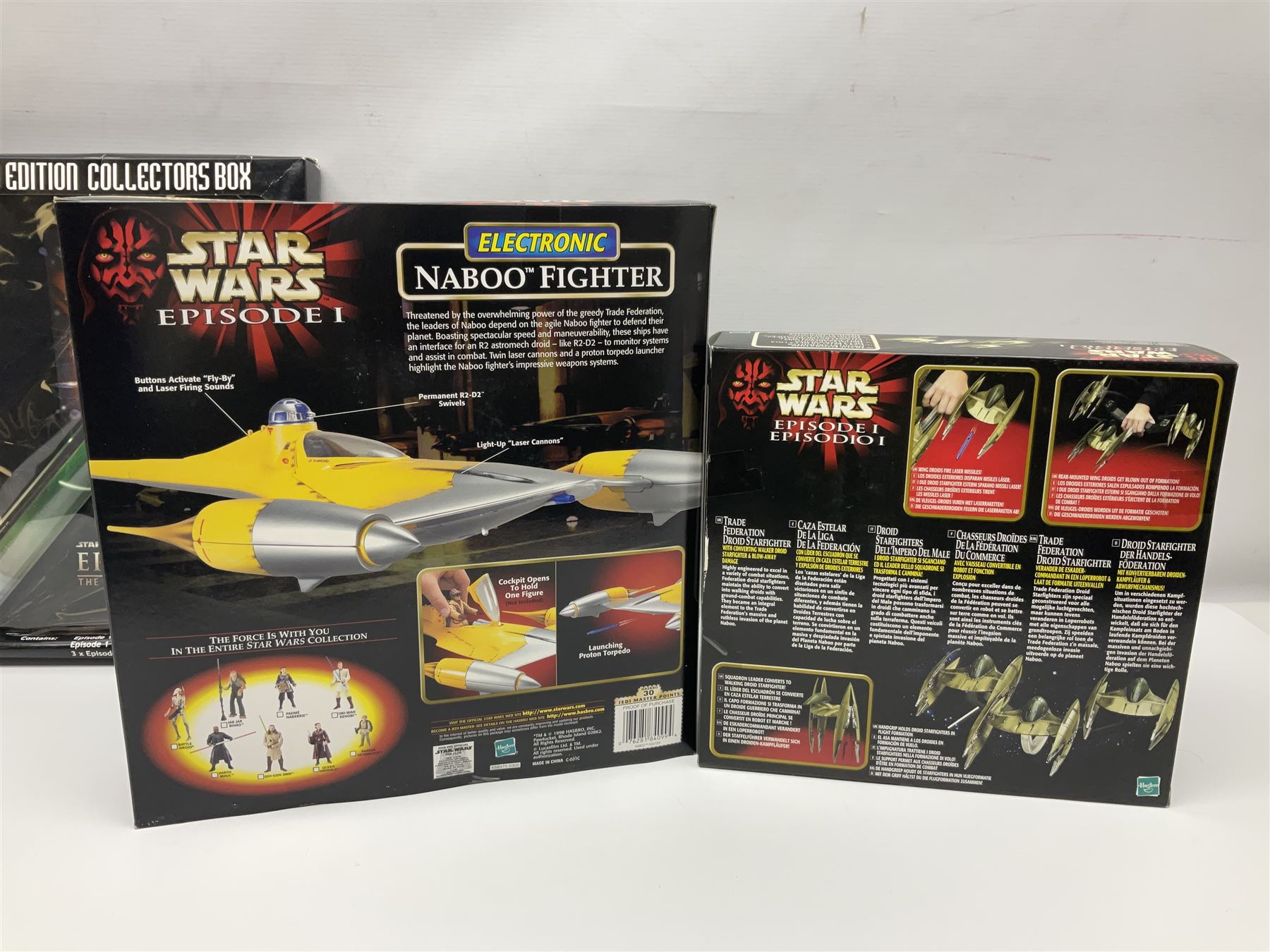 Star Wars - Episode 1 - Sebulba's Podracer, Anakin Skywalker's Podracer, Stap and Battle Droid, Trade Federation Droid Starfighter, Naboo Fighter, Limited Edition Collector's Box of Art Book, Visual Dictionary and three posters and Official Souvenir Annual 2000; all boxed (7)