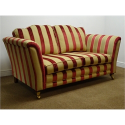  Alstons Courtney two seat sofa, upholstered in red and gold stripes, W185cm  
