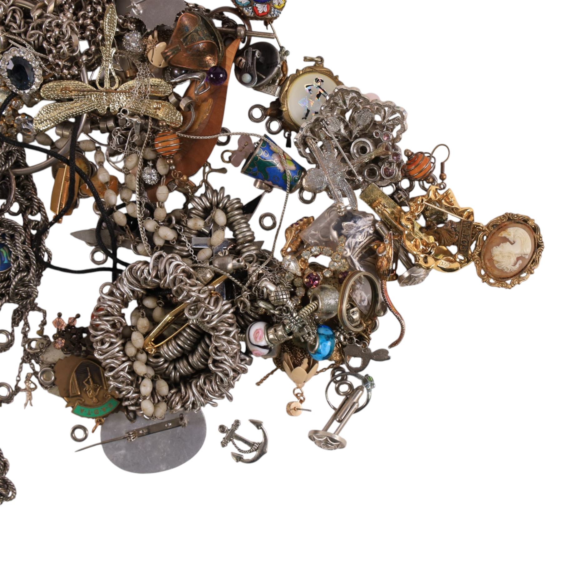 Silver jewellery, including earrings, rings, pendant, etc, together with a collection of costume jewellery