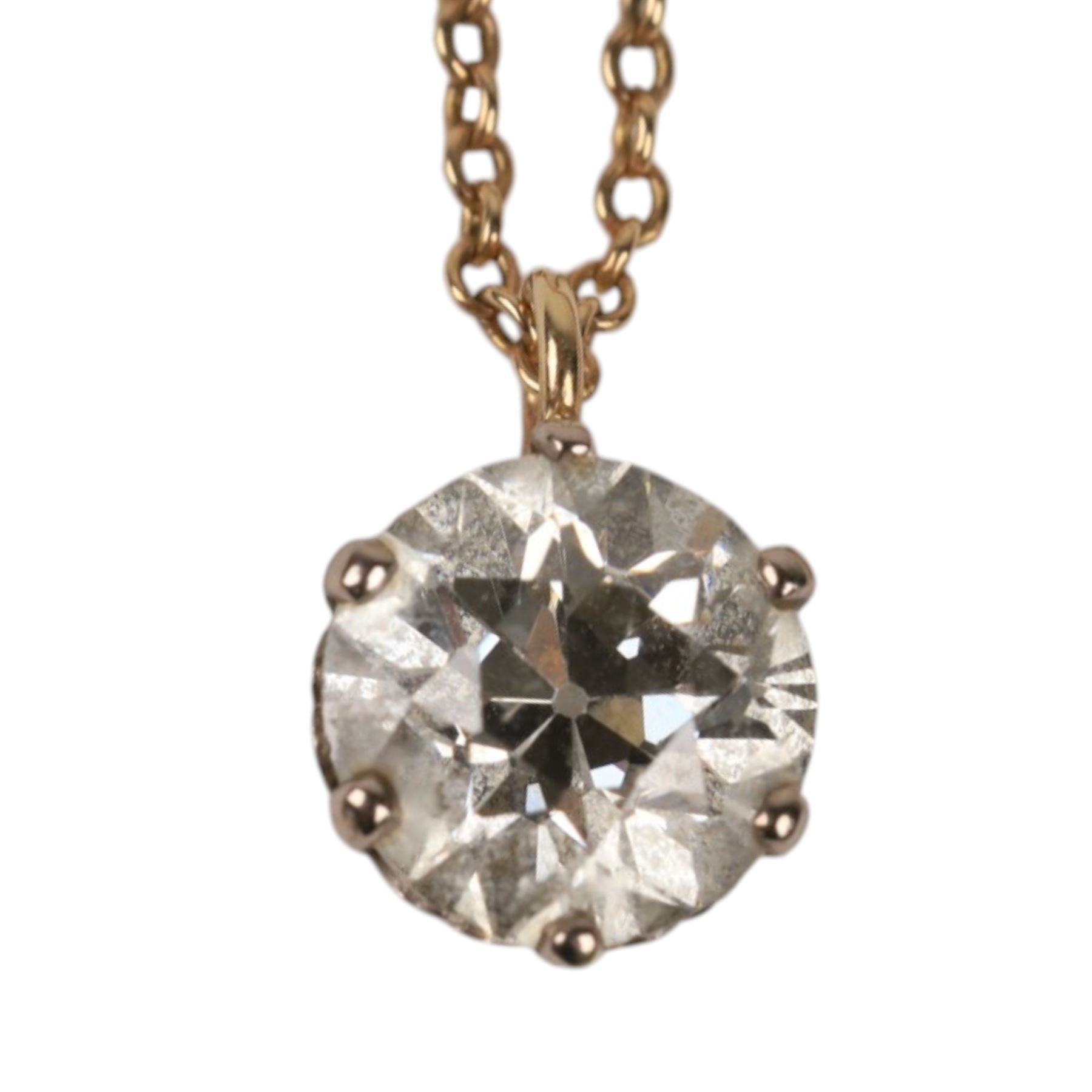 9ct gold fancy link chain, stamped 9K, with a  paste stone pendant