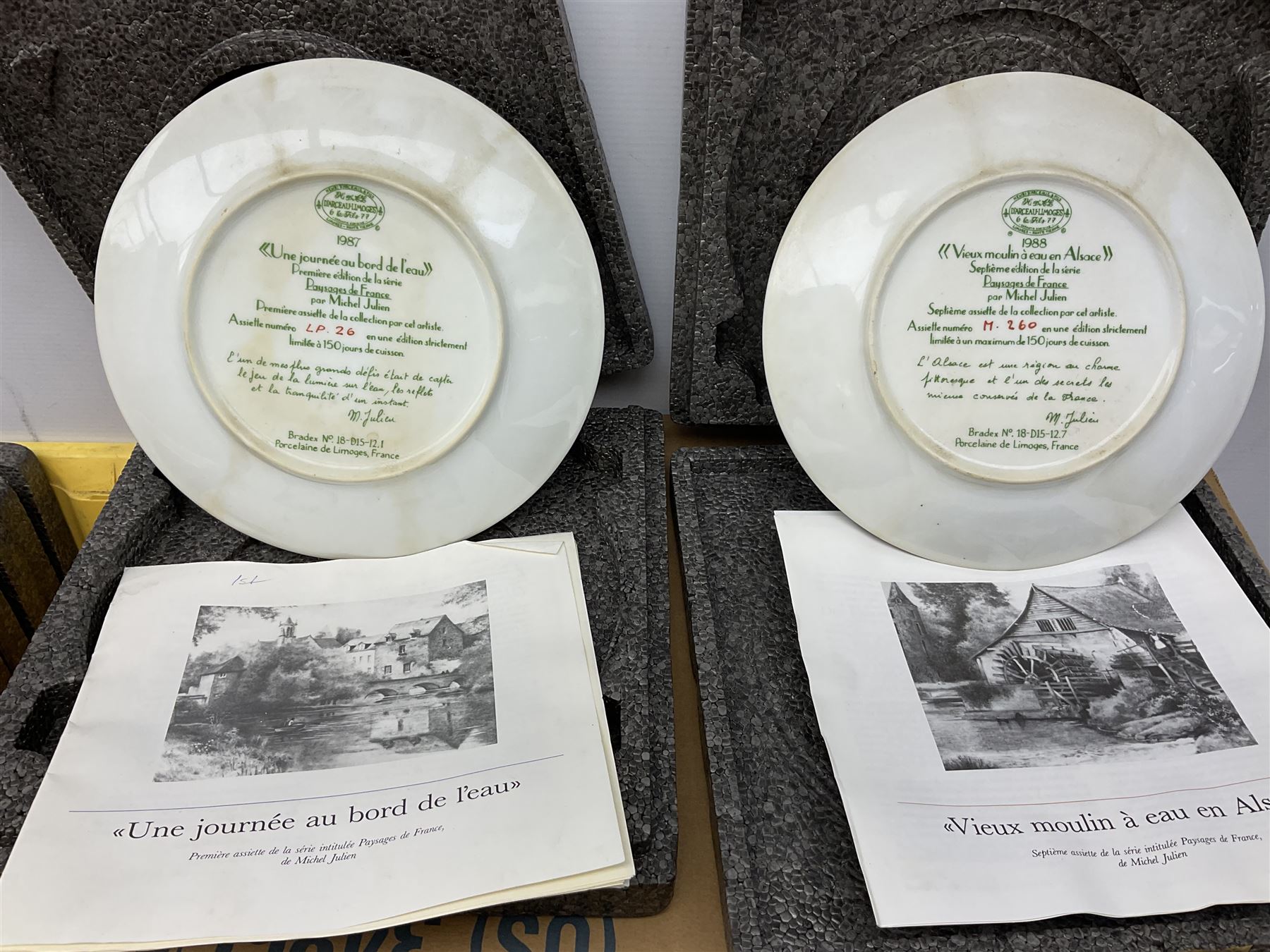 Twenty-three Bradford Exchange collector's plates with boxes and certificates, including Une Journee au bord de l'eau, wehrhaftes vischering, Vieux moulin a eau en Alsace etc 