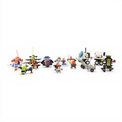 Twelve vintage Lego spaceships, comprising no. 6877-1 Vector Detector, no. 6814-1 Ice Tunn...