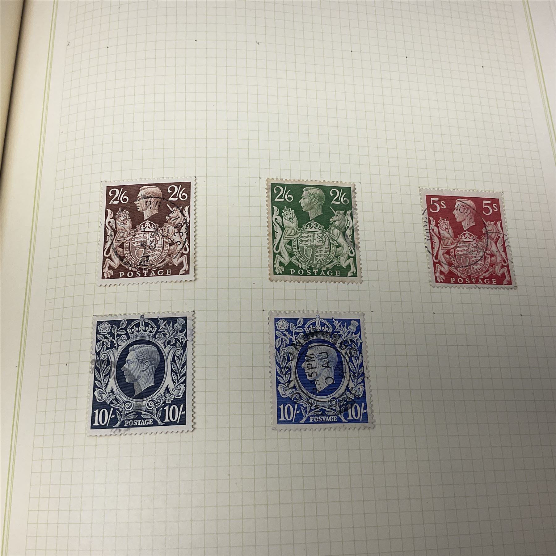 Great British Queen Victoria and later stamps, including perf penny reds, half penny 'bantam', King George V half crown seahorse, Queen Elizabeth II pre-decimal issues etc, housed in a green 'Windsor Album'