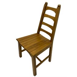 Four beech chairs, tapering ladder backs