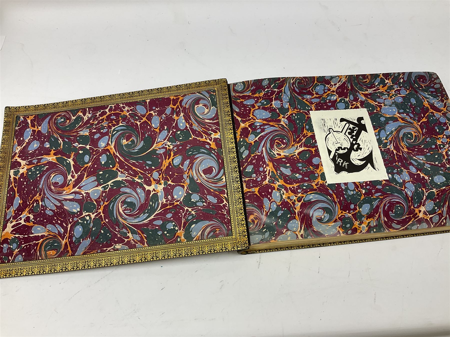 Balaschoff & Herbillon: L'Armee Allemande Sous L'Empereur Guillaume II. 1890 Paris. Forty-five laid-in chromolithograph plates together with numerous text illustrations. Oblong folio. Full moroccan leather and gilt binding with painted English Royal Crest to front cover and a.e.g.