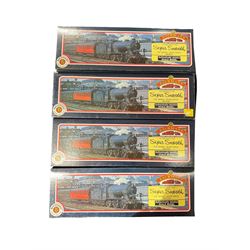 Four Bachmann Branch Line ‘00’ gauge Gresley J39 Class 0-6-0 locomotives, comprising 31851 no.64964 in BR black livery with early crest, 31851A no. 64958 in BR black with early emblem, 31852 no. 64967 in BR black with late crest and 31852A no. 64970 in BR black with late crest, all boxed 