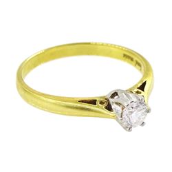 18ct gold single stone round brilliant cut diamond ring, London 2012, diamond approx 0.25 carat