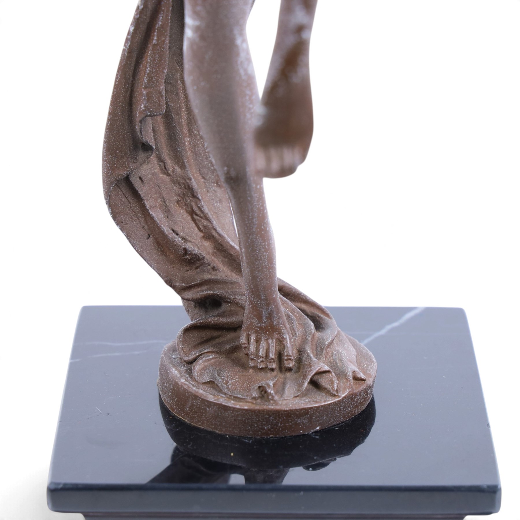 Art Deco-style bronze of a dancing girl on marble plinth base, H46cm