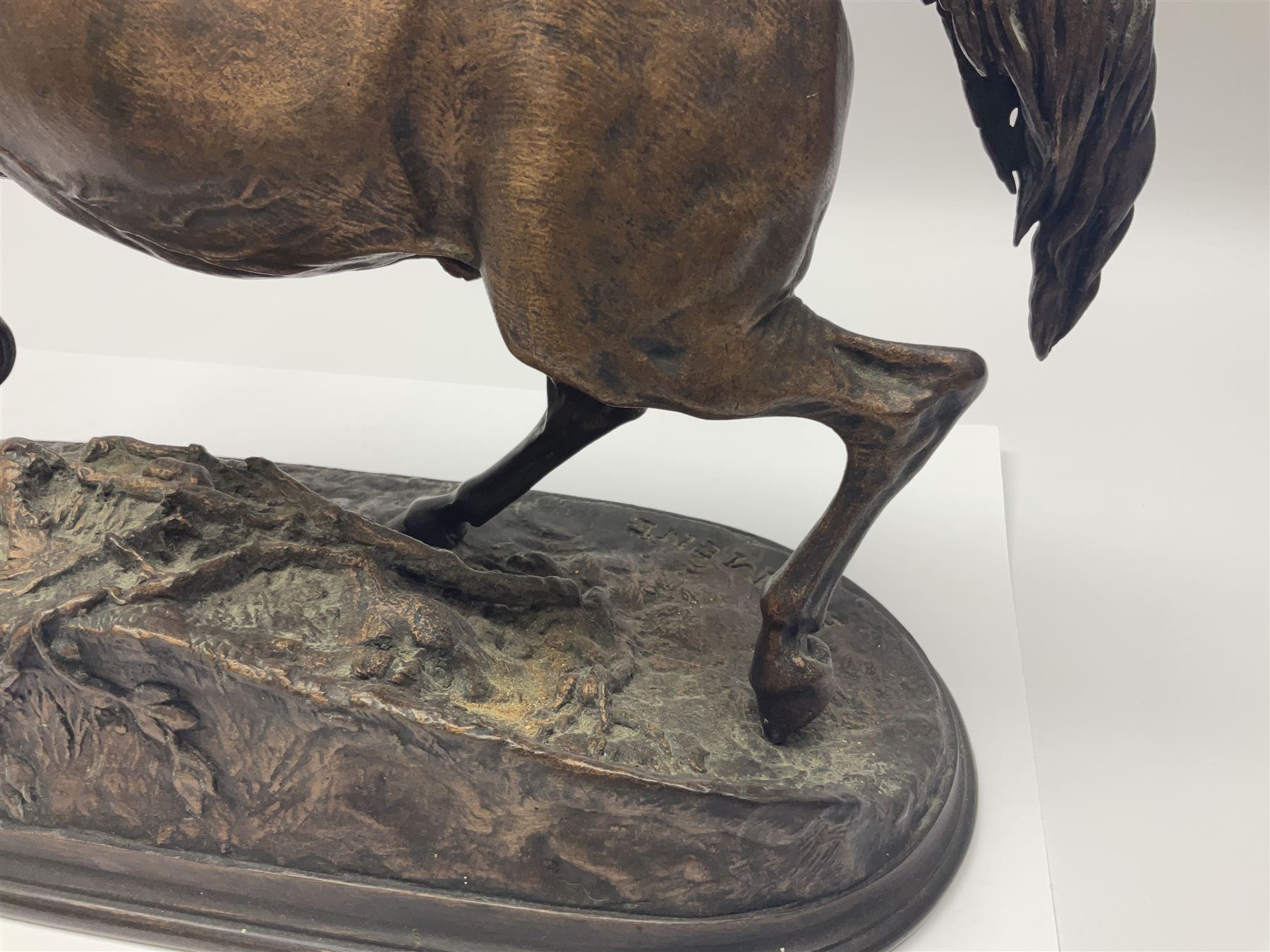 After P J Mene, bronze figure of a horse on a stepped oval base, H31cm 