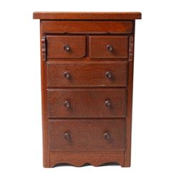 Georgian design miniature oak chest of three long and two short drawers H51cm x W33cm