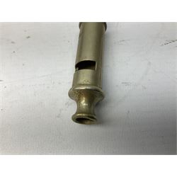 Three J Hudson & Co Birmingham military whistles, dated 1915, 1916, 1923