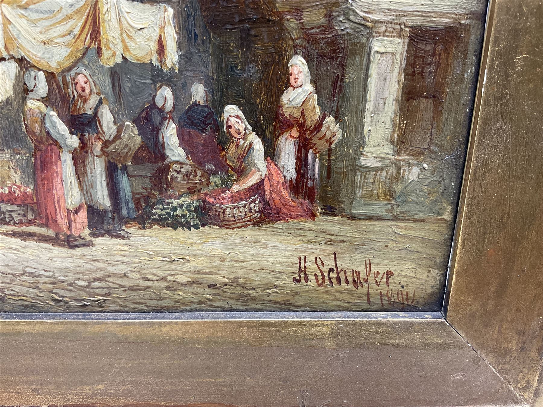 Henry Thomas Schafer (British 1854-1915): Antwerp Town Scenes, pair oils on canvas signed and dated 1890, 39cm x 30cm (2)