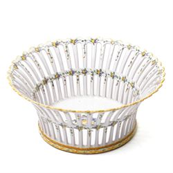 Two 20th century French faience openwork baskets, by Emile Tessier Malicorne, painted with polychromatic floral decoration, with scalloped rims, marked to base, larger 9cm (2)