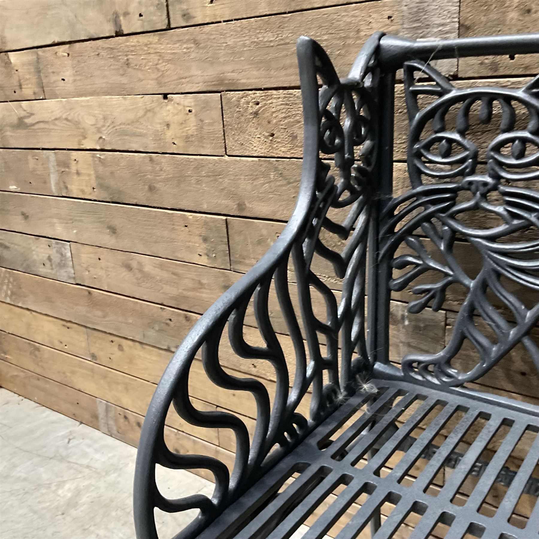 Richard Bawden (1936-2024); - Cat design painted cast iron garden bench