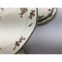 Royal Doulton part dinner service in Old Leeds Sprays pattern,  to include cheese dome, teapot and stand, egg cups etc, together with a selection of floral doilies.  