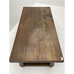 Rustic plank oak coffee table fitted with two drawers 