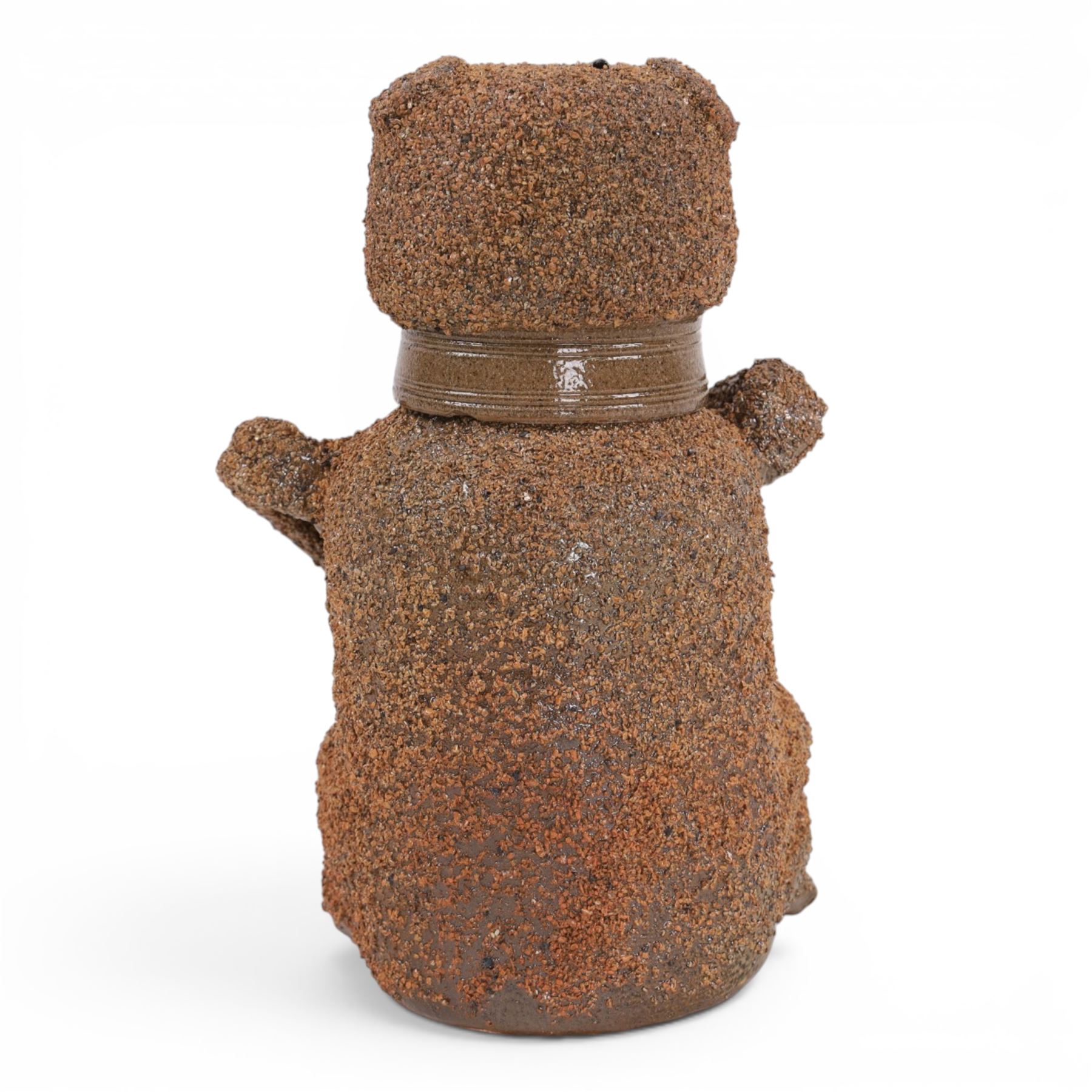 John Hudson; stoneware bear jar , in the manner of an 18th century Nottinghamshire salt glazed stoneware bear baiting jar and cover, H26cm