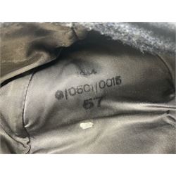 WW2 German Luftwaffe M43 field cap with triangular cloth eagle and roundel badge; marked '1944 ?/0501/0015 57'