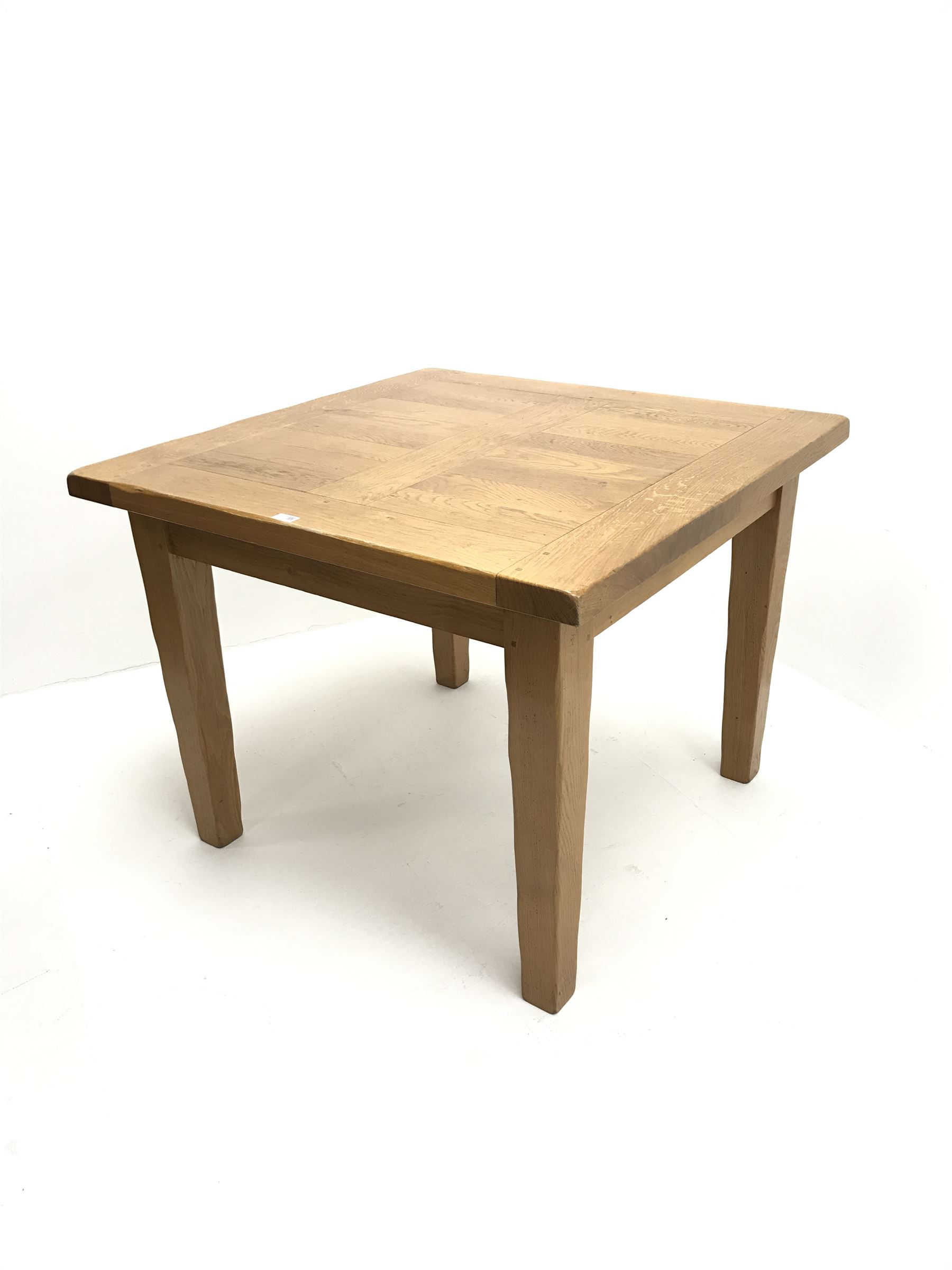 Square solid oak dining table, square tapered supports 