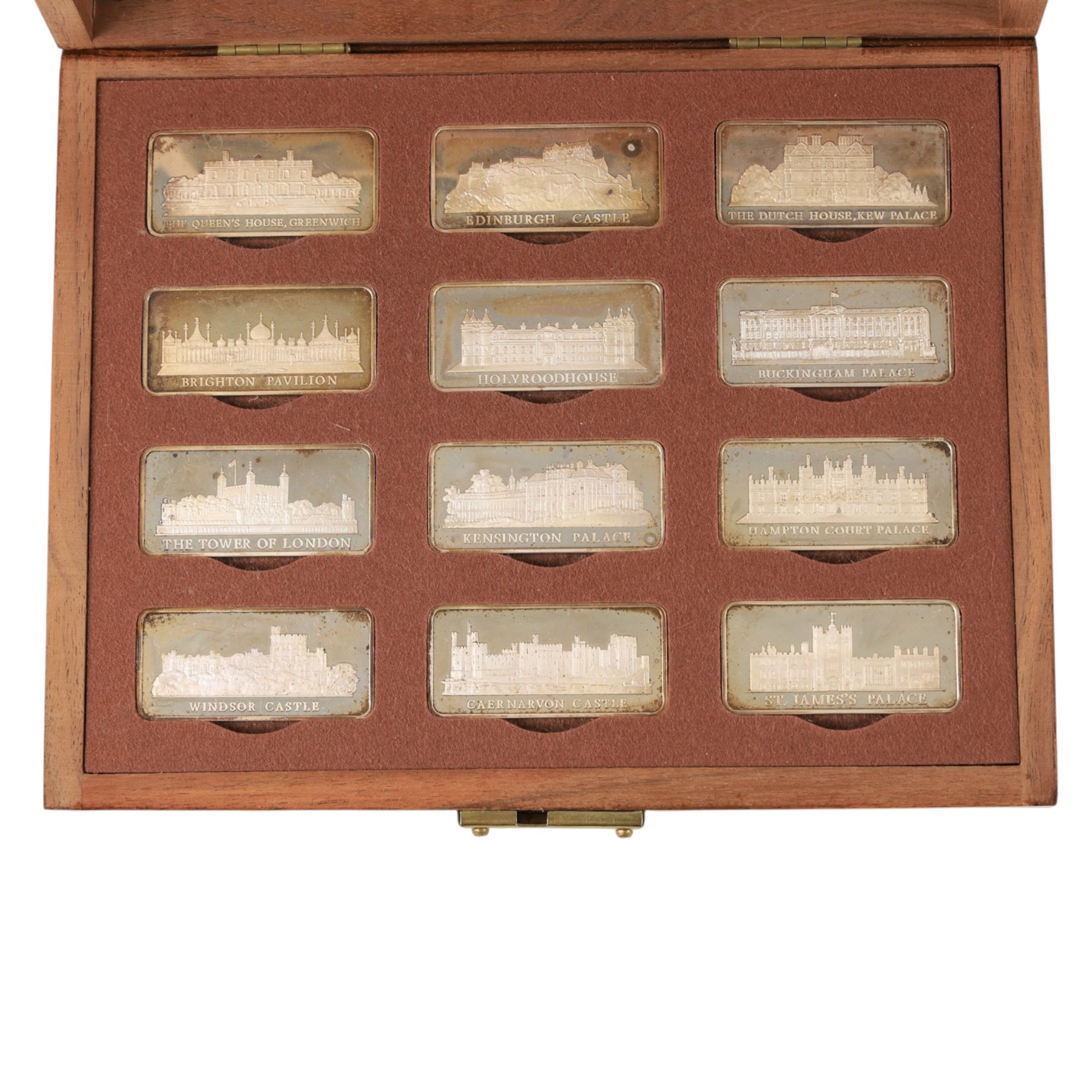 The Birmingham Mint 'Royal Palaces' set of twelve silver ingots, cased with certificate